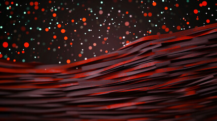 Wall Mural - Abstract red wave with textured layers and colorful bokeh background creates dynamic visual experience. interplay of colors evokes sense of movement and depth