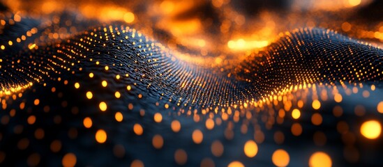 Wall Mural - abstract representation of glowing particles flowing over a dark surface, creating a dynamic landsca