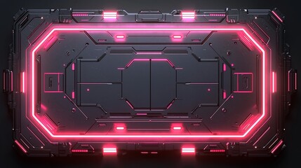 Wall Mural - futuristic neon-lit panel showcasing intricate technology design with glowing edges