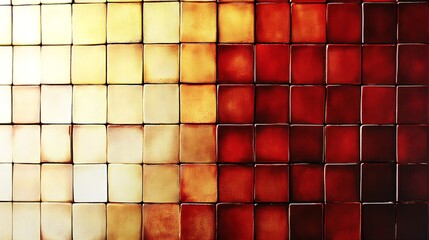 Aufkleber - Textured wall of golden and brown tiles creating a warm and inviting background aesthetic : Generative AI