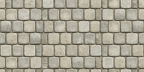 Poster - A Seamless Texture of Rounded Rectangular Stone Tiles in Subtle Gray Hues for Architectural Design Projects