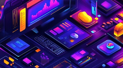 abstract digital interface neon graphics design