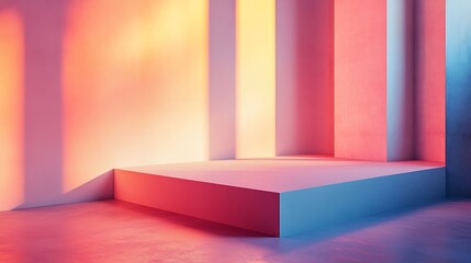 Poster - Modern abstract interior space with vibrant lighting and smooth surfaces reflecting a contemporary aesthetic : Generative AI