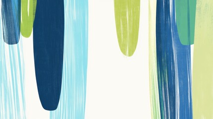 Poster - Vertical abstract lines create a soothing effect reminiscent of gentle spring rain in shades of blue and green. Generative AI