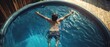 © The Little Hut - Refreshing Summer Fun in a Circular Pool with a Young Boy Enjoying the Sunlight : Generative AI