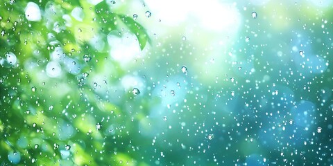 Poster - An abstract view of water droplets in a beautiful green setting giving a sense of freshness and tranquility : Generative AI