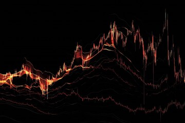 Poster - Dynamic financial chart with flowing lines depicting stock market trends and colorful light effects : Generative AI