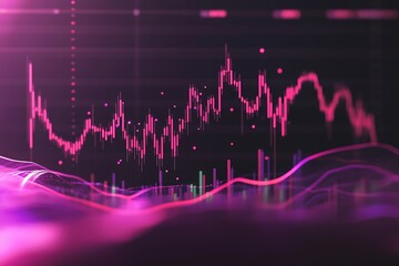 Fototapete - Spectacular digital graph showcasing advanced data trends in a smooth pink gradient : Generative AI