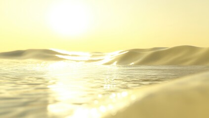 Wall Mural - Golden hour ocean waves, sunlight reflecting on water surface.