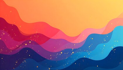 Wall Mural - vibrant abstract wave background with golden glitter colorful gradient fluid design