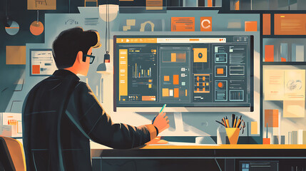 A developer using a graphical user interface to design software components (2)