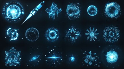 Fototapete - Colorful cosmic stickers representing space and celestial objects in a vibrant design suitable for decoration. Generative AI
