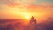 © Joriah - Serene Farmer Driving Tractor Through Cornfield at Sunset