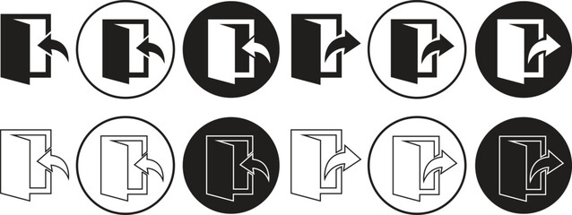 Wall Mural - set of enter and exit icons in flat and outline designs. arrows and door vectors entry symbols. logi