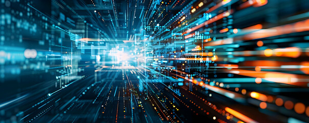 Wall Mural - abstract digital light trails representing speed and technology in a futuristic environment