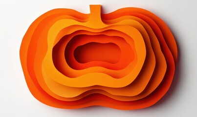 Wall Mural - Layered orange pumpkin cutout design on a white background, perfect for autumn-themed decorations