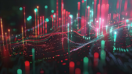 Wall Mural - abstract visualization of colorful data waves and light patterns in a digital space