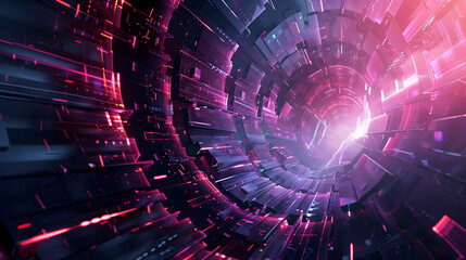 Wall Mural - abstract tunnel of light and color creating a futuristic digital landscape