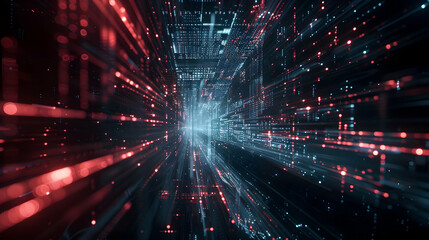 Wall Mural - abstract representation of digital data flow in a high-tech environment