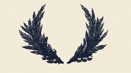 Wall Mural - Elegant dark navy foliage wreath subtly arranged on beige background. AI Generated