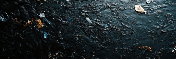 Aufkleber - Plastic waste floating on ocean surface highlighting marine pollution and environmental impact. Generative AI