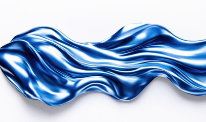 Wall Mural - A flowing wave of vibrant blue fabric draped elegantly on a white surface, evoking fluidity