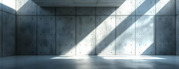 Wall Mural - Sunlit concrete room interior design