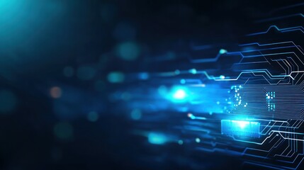 Digital data flow, circuit board, dark background, tech banner