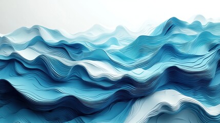 Wall Mural - Abstract representation of flowing waves in shades of blue and white.