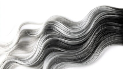 Wall Mural - A beautifully styled wavy grey wig, showcasing smooth texture and realistic volume, isolated on white.