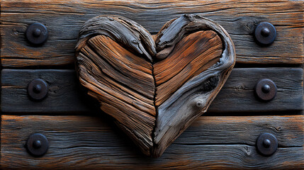 Canvas Print -  nature-inspired heart-shaped driftwood art