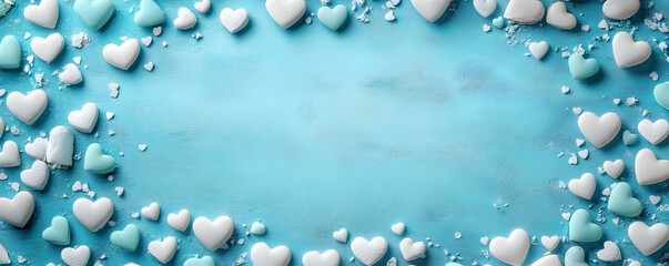 Poster - Blue background, candy hearts border