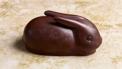 Wall Mural - Chocolate rabbit on marble for Easter treat, simple background, product shot