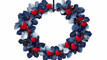 Poster - Blue heart wreath, winter holiday