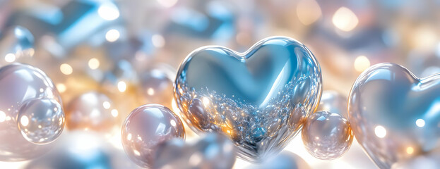 Poster - Sparkling hearts, romantic background. Valentine's use