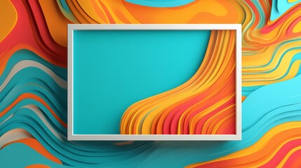 Canvas Print - Abstract Colorful Waves with a White Frame