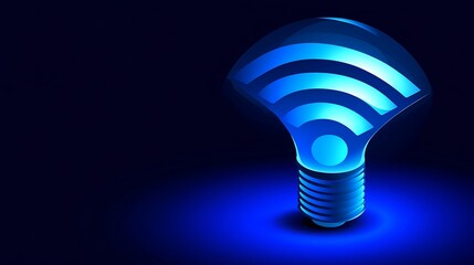 Wireless Idea, glowing bulb, dark background