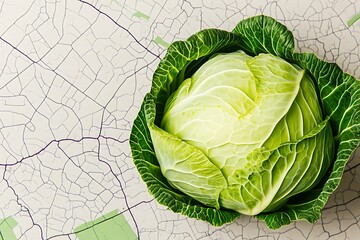 Wall Mural - Fresh Cabbage on City Map