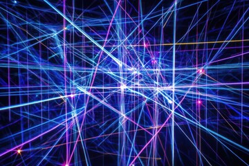 Wall Mural - abstract neon lines intersect, cosmic background, digital art, website design