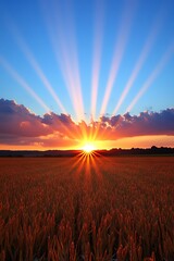 Sticker - Golden Sunset over Wheat Field