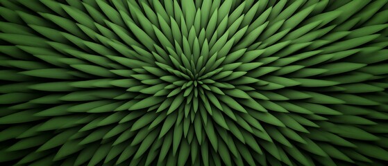 Wall Mural - Green leaf-like shapes converging to a central point; abstract use