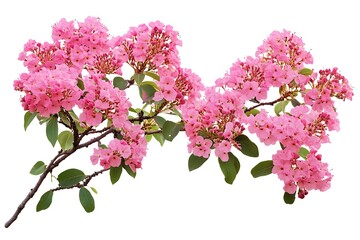 Wall Mural - Branch with pink flowers isolated on white background. Clipping path included.