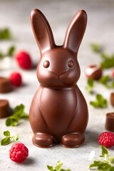 Wall Mural - Holiday Bunny sits among sweets. Easter, dessert use, food photography, sweet treat, party