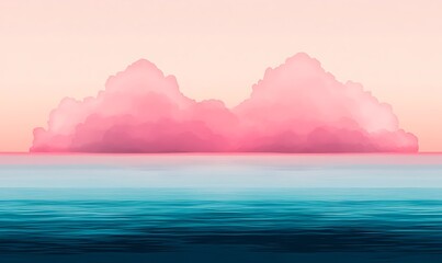 Poster - Pink Clouds Over Ocean Horizon at Sunrise