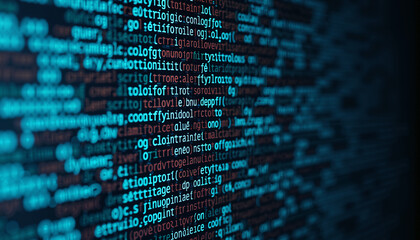 abstract blue and red computer code lines programming software development background