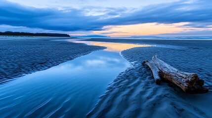 Sticker - Tranquil beach waterway at sunset