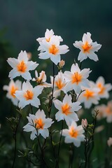 Wall Mural - White Flowers in Bloom at Garden with Soft Backlighting for Spring or Natural Beauty Promotion