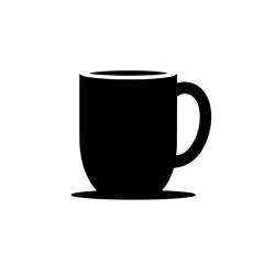 Wall Mural - Coffee Mug Icon: Simple, bold silhouette of a coffee mug with a saucer, perfect for minimalist designs and branding.  