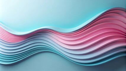 Poster - Abstract Pastel Wave Design Soft, Curving Layers in Pink and Blue Hues