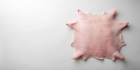 Aufkleber - A pale pink leather hide, showcasing its natural texture and irregular shape, rests on a white background.